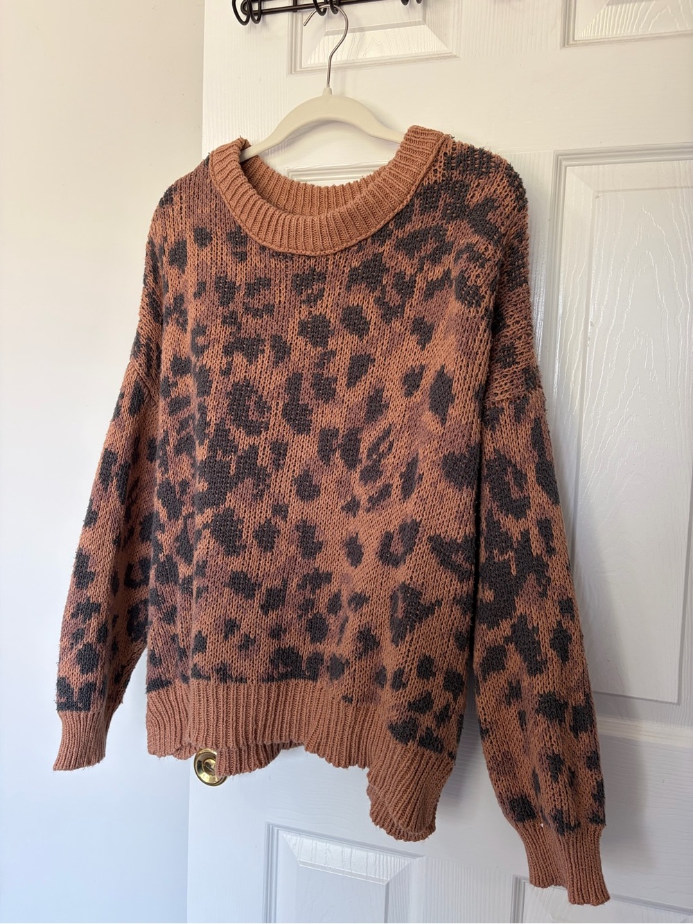 Aerie Rust Leopard Print Knit Sweater - Women's Casual Pullover